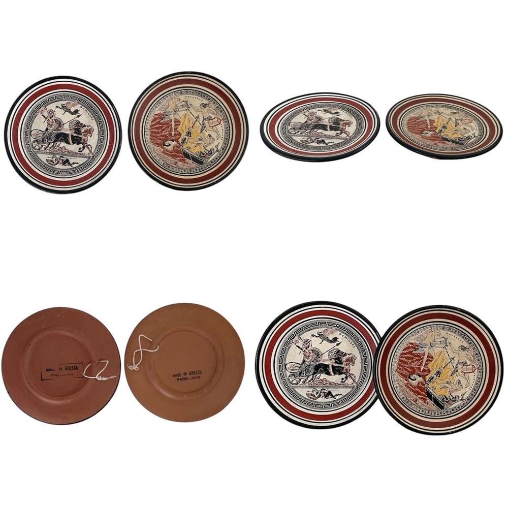 Vintage Miniature Greek Mythology Ceramic Plates, Set of 2, Made in Greece
